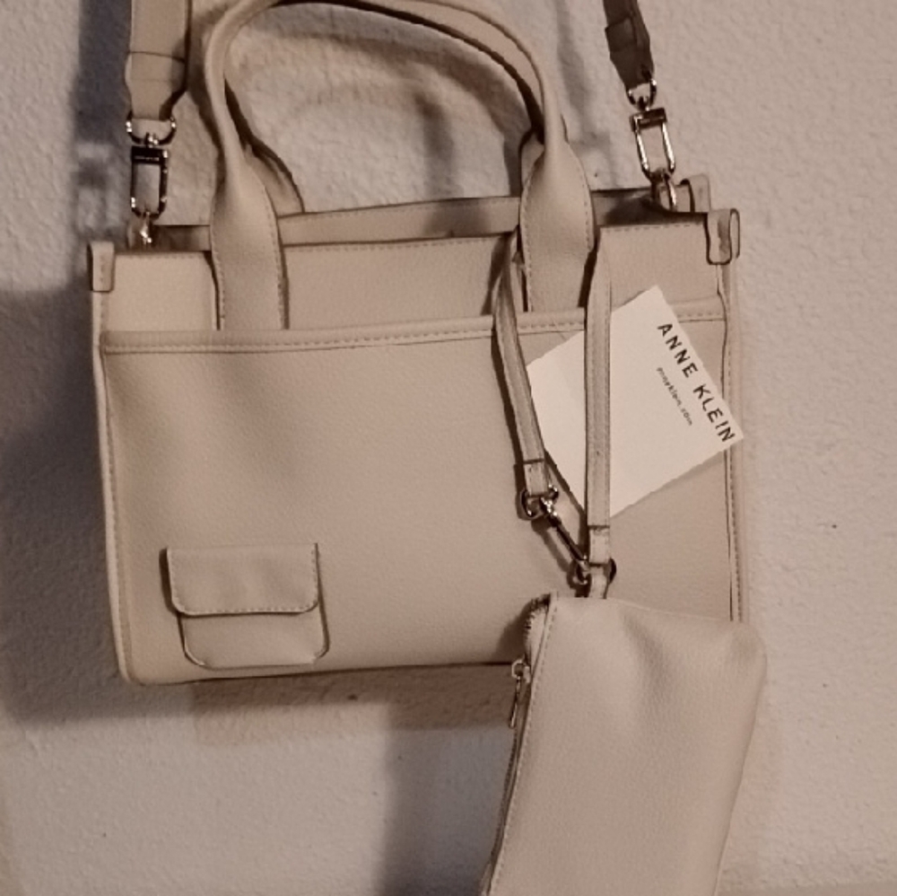 Anne Klein Classic Beige Satchel and Pouch